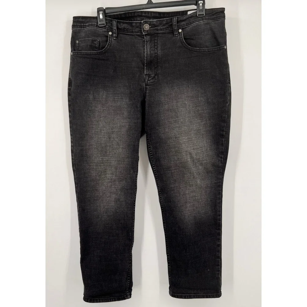 Buffalo David Bitton Jackson Straight Stretch Jeans Black 38x30 Faded Denim